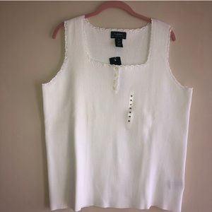 Ralph Lauren Women's Plus Sz white sleeveless Top